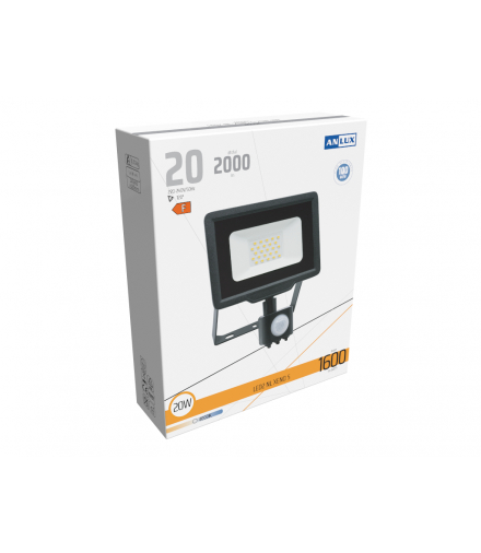 NAŚWIETLACZ LED XENO 20W Z CZUJNIKIEM RUCHU IP65 100LM/W NEUTRALNY BIAŁY ANLUX 0101013