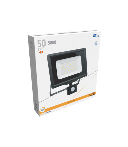 NAŚWIETLACZ LED XENO 50W Z CZUJNIKIEM RUCHU IP65 100LM/W NEUTRALNY BIAŁY ANLUX 0101017