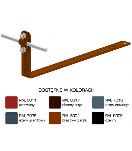 Uchwyt dachówkowy uniwersalny prosty Z-śruba L 42cm,H 11,6cm /LA/ TYP AN-26/LA/-N