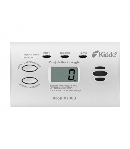 Czujnik czadu bateryjny K7CO, gwarancja 10 lat, Kidde
