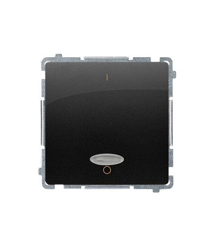 Łącznik dwubiegunowy z podświetleniem LED nie wymienialny kolor: niebieski (moduł) 10AX 250V, szybkozłącza, czarny mat BMW2L.01/49