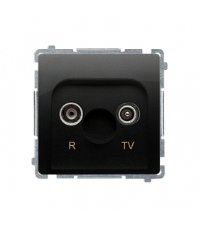 Gniazdo antenowe R-TV przelotowe tłum.:10dB czarny mat BMZAP10/1.01/49
