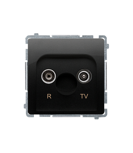 Gniazdo antenowe R-TV przelotowe tłum.:10dB czarny mat BMZAP10/1.01/49