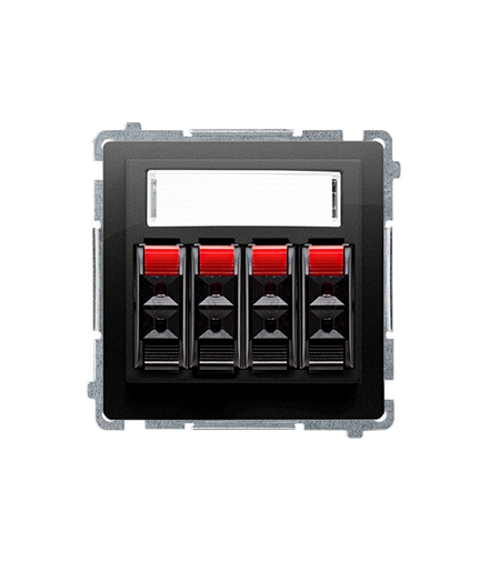 Gniazdo głośnikowe 4-krotne z polem opisowym czarny mat BMGL34.01/49