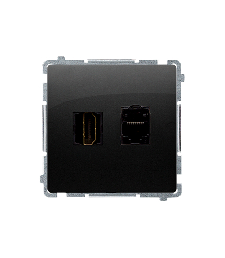 Gniazdo HDMI + komputerowe RJ45 kat.6. czarny mat BMGHRJ45.01/49