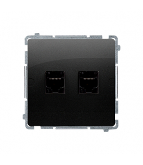 Gniazdo komputerowe podwójne RJ45 kategoria 5e (moduł) czarny mat BMF52.02/49