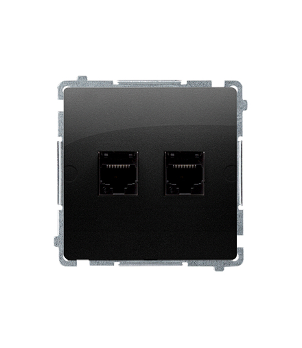 Gniazdo komputerowe podwójne RJ45 kategoria 5e (moduł) czarny mat BMF52.02/49
