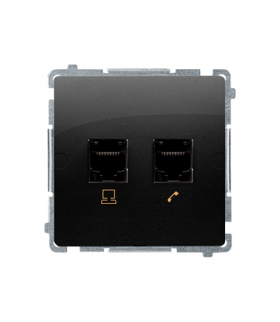 Gniazdo komputerowe RJ45 kategoria 5e + telefoniczne RJ11 (moduł) czarny mat BMF5T.02/49