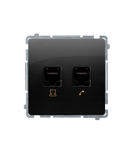 Gniazdo komputerowe RJ45 kategoria 5e + telefoniczne RJ11 (moduł) czarny mat BMF5T.02/49