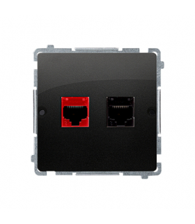Gniazdo komputerowe RJ45 kategoria 5e + telefoniczne RJ12 (moduł) czarny mat BM5T.02/49