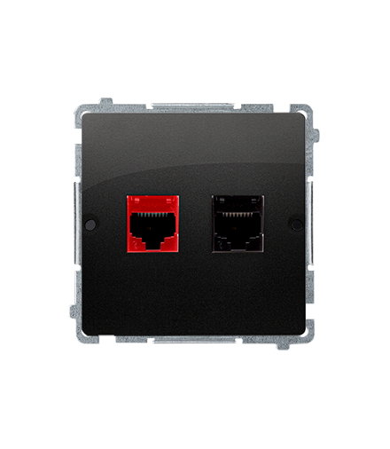 Gniazdo komputerowe RJ45 kategoria 5e + telefoniczne RJ12 (moduł) czarny mat BM5T.02/49