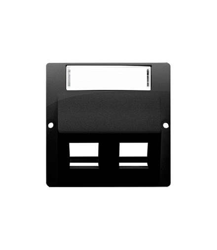 Pokrywa gniazd teleinformatycznych na Keystone skośna podwójna z polem opisowym czarny mat BMGKS2P.01/49