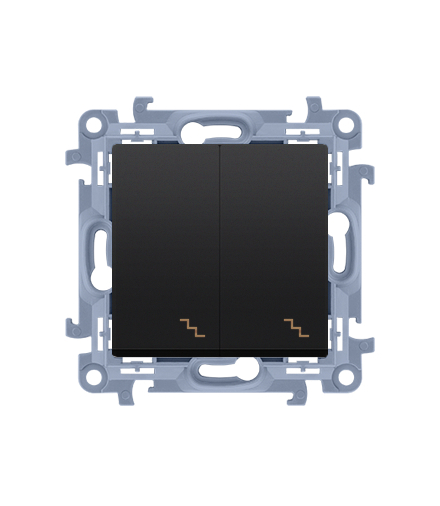 Łącznik schodowy podwójny z podświetleniem LED (moduł) 10AX, 250V, zaciski śrubowe, czarny mat Simon10 CW6/2L.01/49