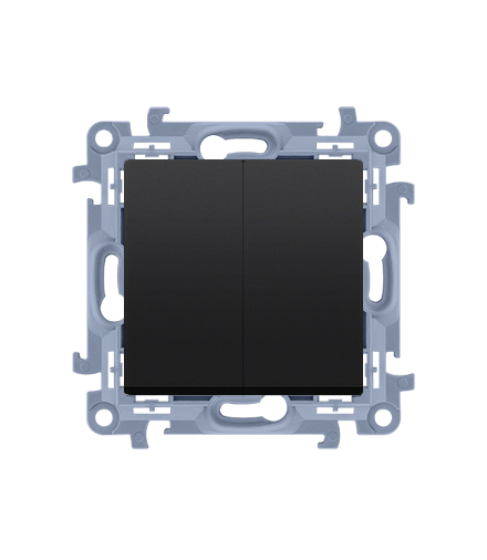 Łącznik świecznikowy z podświetleniem LED i do wersji IP44 (moduł) 10AX, 250V, zaciski śrubowe, czarny mat !Posiada wkładkę uszczelniającą pod klawisze Simon10 CW5BL.01/49