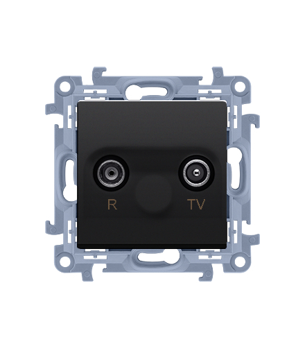 Gniazdo antenowe R-TV zakończeniowe do gniazd przelotowych (moduł) tłum. TV-10 dB, R-11 dB, czarny mat