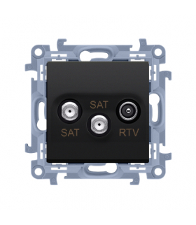 Gniazdo antenowe satelitarne podwójne SAT -SAT -RTV (moduł), 1x wejście: 5 MHz-2,4 GHz, czarny mat Simon10 CASK2.01/49