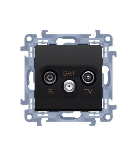 Gniazdo antenowe R-TV-SAT końcowe / zakończeniowe do gniazda przelotowego (moduł). 1x wejście: 5 MHz-2,4 GHz, czarny mat Simon10 CASK.01/49
