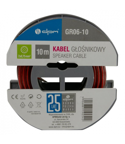 Przewód głośnikowy 2 x 0,75 mm2, 10 m GR06-10