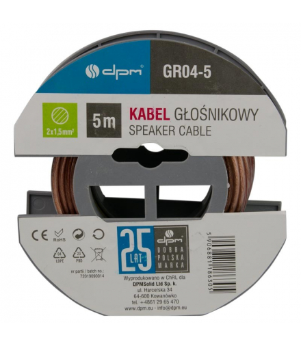 Przewód głośnikowy 2 x 1,5 mm2, 5 m GR04-5
