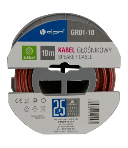 Przewód głośnikowy 2 x 2,5 mm2, 10 m GR01-10