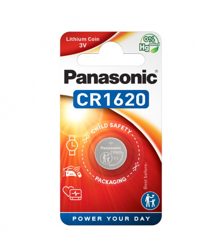 Bateria guzikowa CR1620, 1 szt., blister, PANASONIC PNCR1620-1BP
