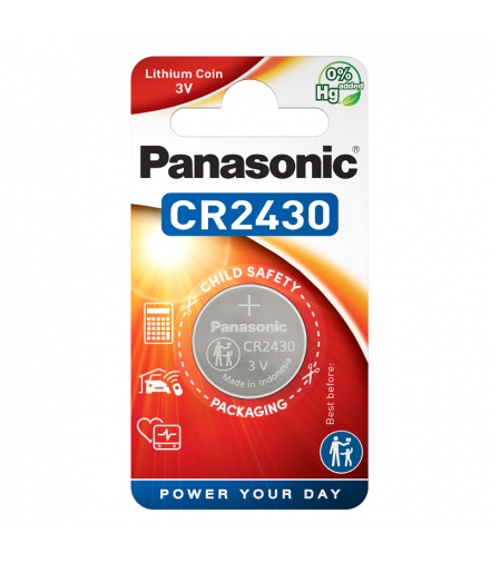 Bateria guzikowa CR2430, 1 szt., blister, PANASONIC PNCR2430-1BP