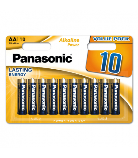 Baterie alkaliczne R06 (AA), 10 szt., blister, Alkaline Power, PANASONIC PNLR06-10BP ALKALINE POWER