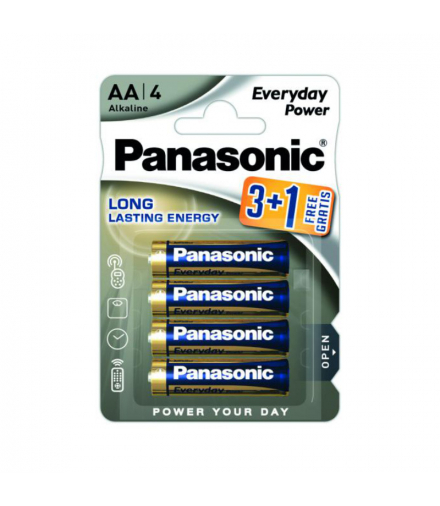 Baterie alkaliczne R06 (AA), 4 szt., blister, Everyday Power, PANASONIC PNLR6-3+1BP EVERYDAY