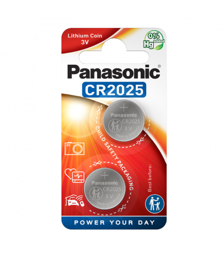Baterie guzikowe CR2025, 2 szt., blister, PANASONIC PNCR2025-2BP