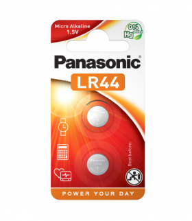 Baterie guzikowe LR44, 2 szt., blister, PANASONIC PNLR44-2BP