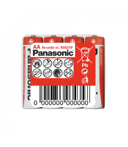 Baterie R06 (AA), 4 szt., folia, PANASONIC PNR06-4FOLIA