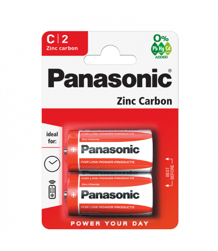 Baterie R14 (C), 2 szt., blister, PANASONIC PNR14-2BP