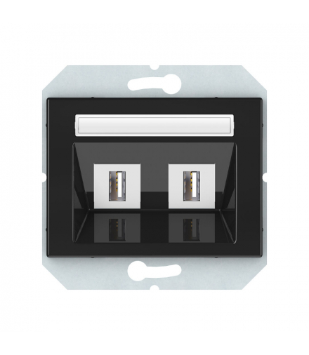 Gniazdo 2 x USB, 2.1 A, czarne, XP500, Vilma USB-5V-DC2.1ASTEEL