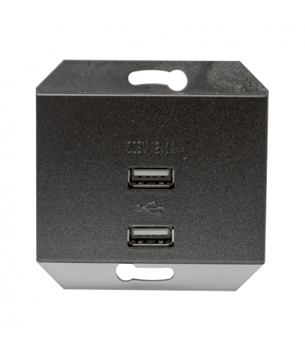 Gniazdo 2 x USB, 2.1 A, grafitowe, XP500, Vilma USB-5V-DC2.1AGR