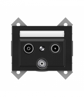 Gniazdo antenowe RTV-SAT, stal czarna, XP500, , Vilma TVL03-02STEEL