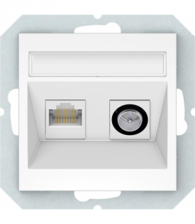 Gniazdo antenowo-komputerowe TV/RJ45, białe, QUADRUM, Vilma QR1035W
