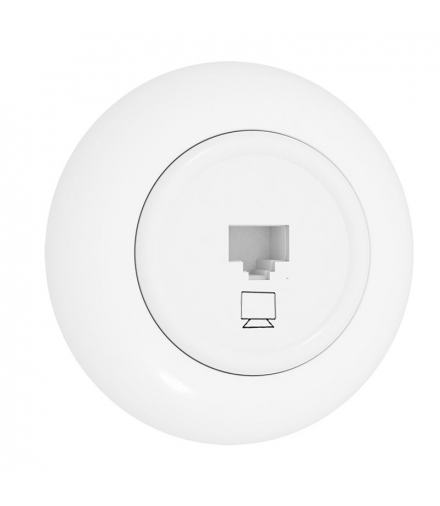 Gniazdo komputerowe 1 x RJ45 z ramką, białe, LOFT LF0004W