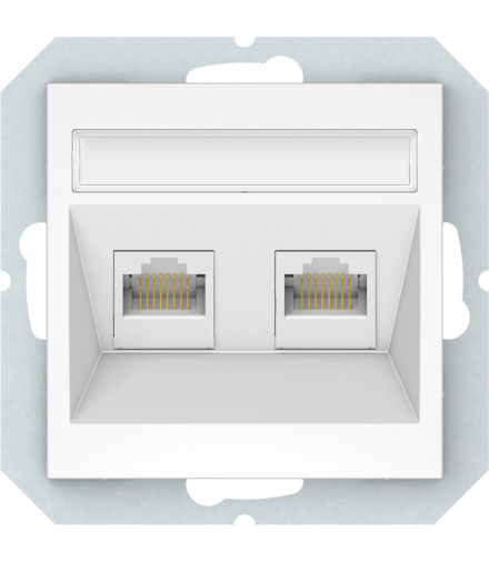 Gniazdo komputerowe 2 x RJ45, czarne, QUADRUM, Vilma QR1018W