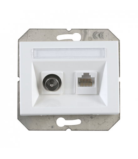 Gniazdo komputerowo-antenowe, białe, XP500, Vilma TVL/KLRJ45-15E2-02B
