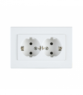 Gniazdo Schuko, podwójne, białe, XP500, Vilma RP16-021-12B