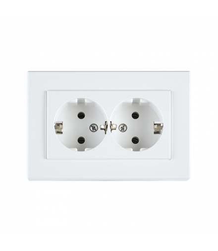 Gniazdo Schuko, podwójne, białe, XP500, Vilma RP16-021-12B