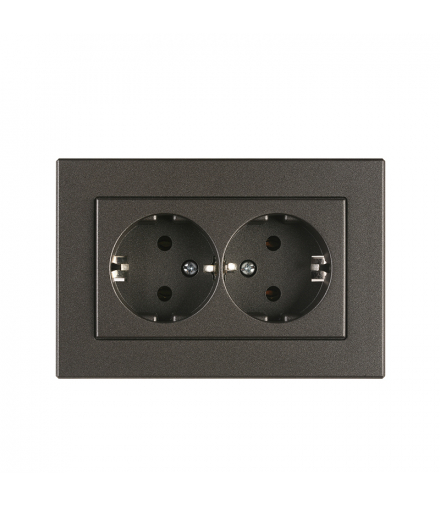 Gniazdo Schuko, podwójne, grafitowe, XP500, Vilma RP16-021-12GR