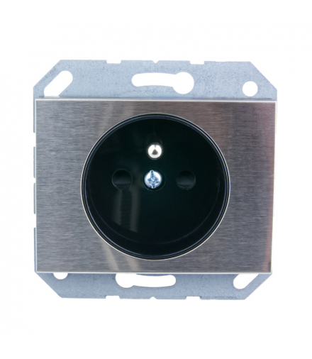 Gniazdo z uziemieniem z przesłonami torów prądowych, stal, XP500, Vilma RP16-002-22STEEL