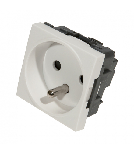 Gniazdo z uziemieniem, 2-modułowe, IP55, szare, LK44 40F207