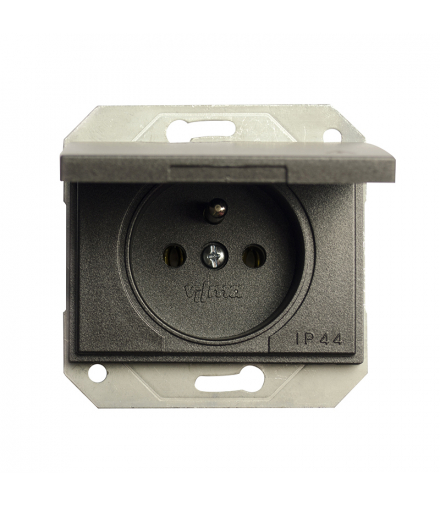 Gniazdo z uziemieniem, IP44, grafitowe, XP500, Vilma RP16-003-02GR