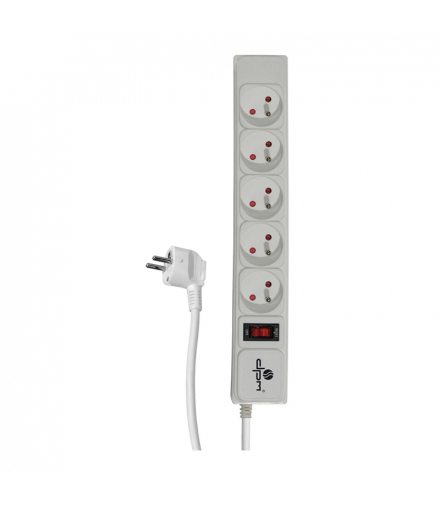 Listwa ochronna z wyłącznikiem, 5 gniazd, biała, 1,5 m FMP5115B