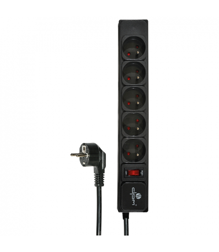 Listwa ochronna z wyłącznikiem, 5 gniazd, czarna, 5 m FMP6150