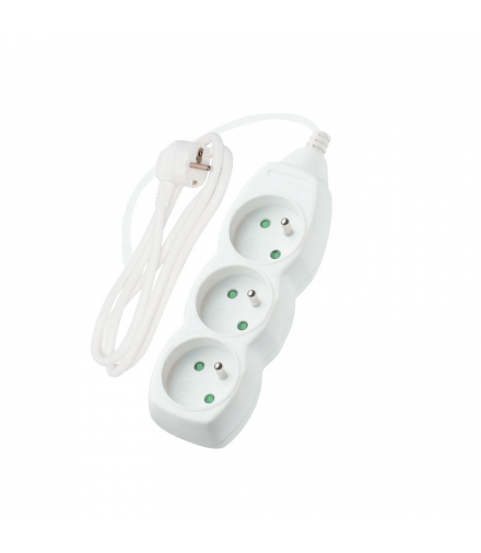 Przedłużacz 3 gniazda, biały, 1,5 m PP01