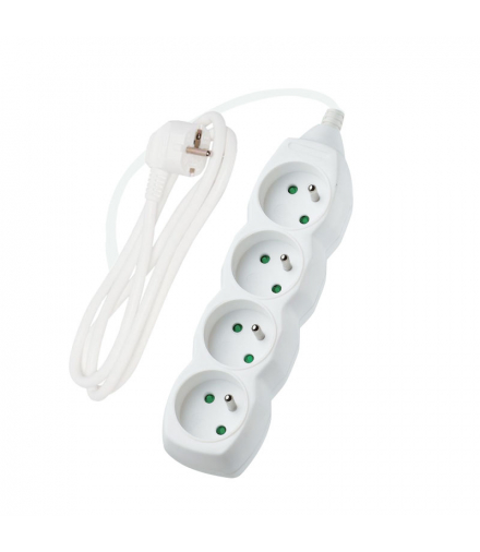 Przedłużacz 4 gniazda, biały, 1,5 m PP20
