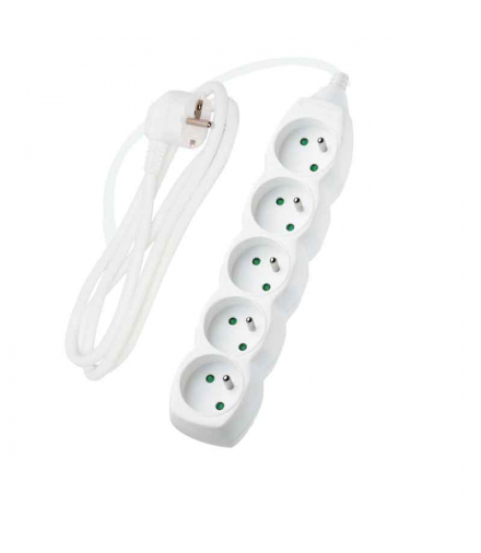Przedłużacz 5 gniazd, biały, 1,5 m PP40